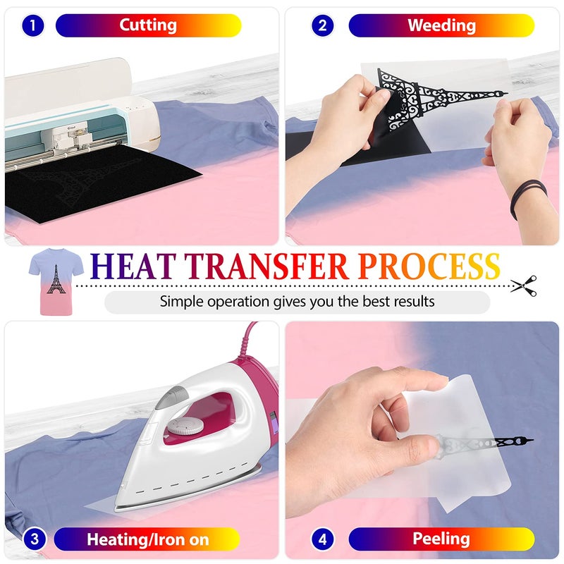 TransWonder Black Heat Transfer Vinyl - 12 x10, Iron on Vinyl HTV Vinyl for Cricut Air or Maker(Matte Black) - Image 4